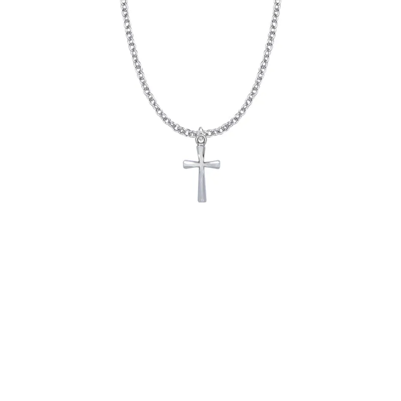 11/16 Inch Sterling Silver Flared and Engraved Cross Necklace