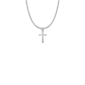 11/16 Inch Sterling Silver Flared and Engraved Cross Necklace