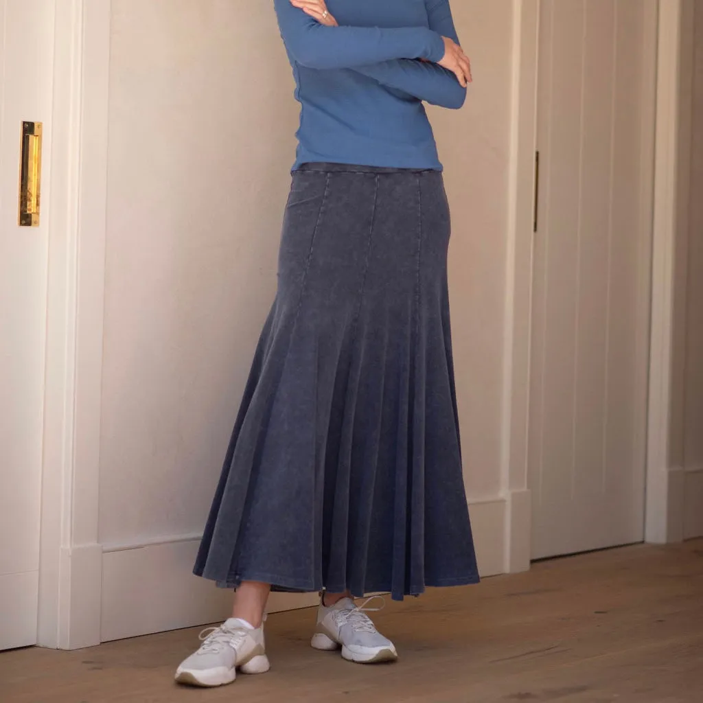 Acid Washed Panel Skirt | Blue