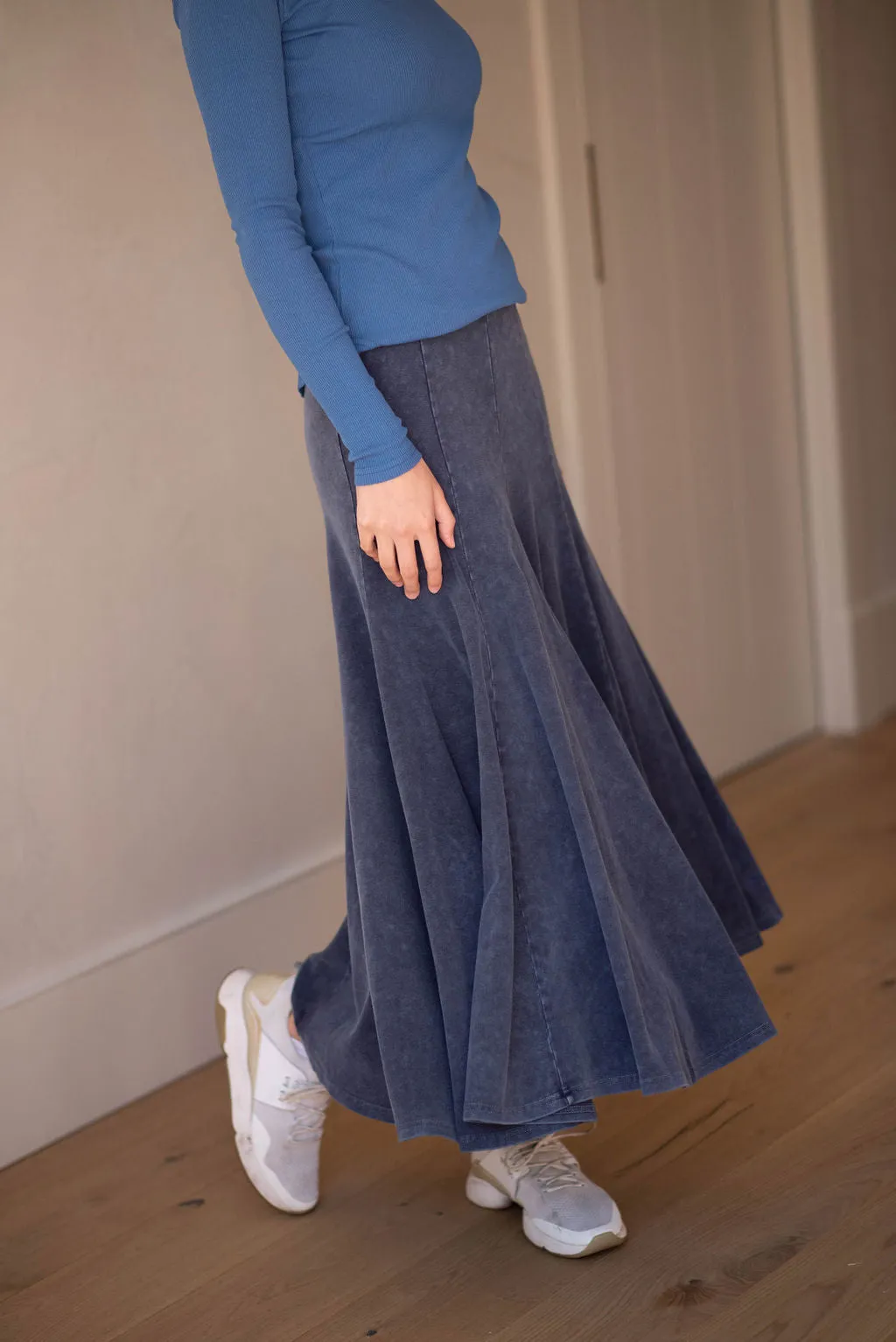 Acid Washed Panel Skirt | Blue