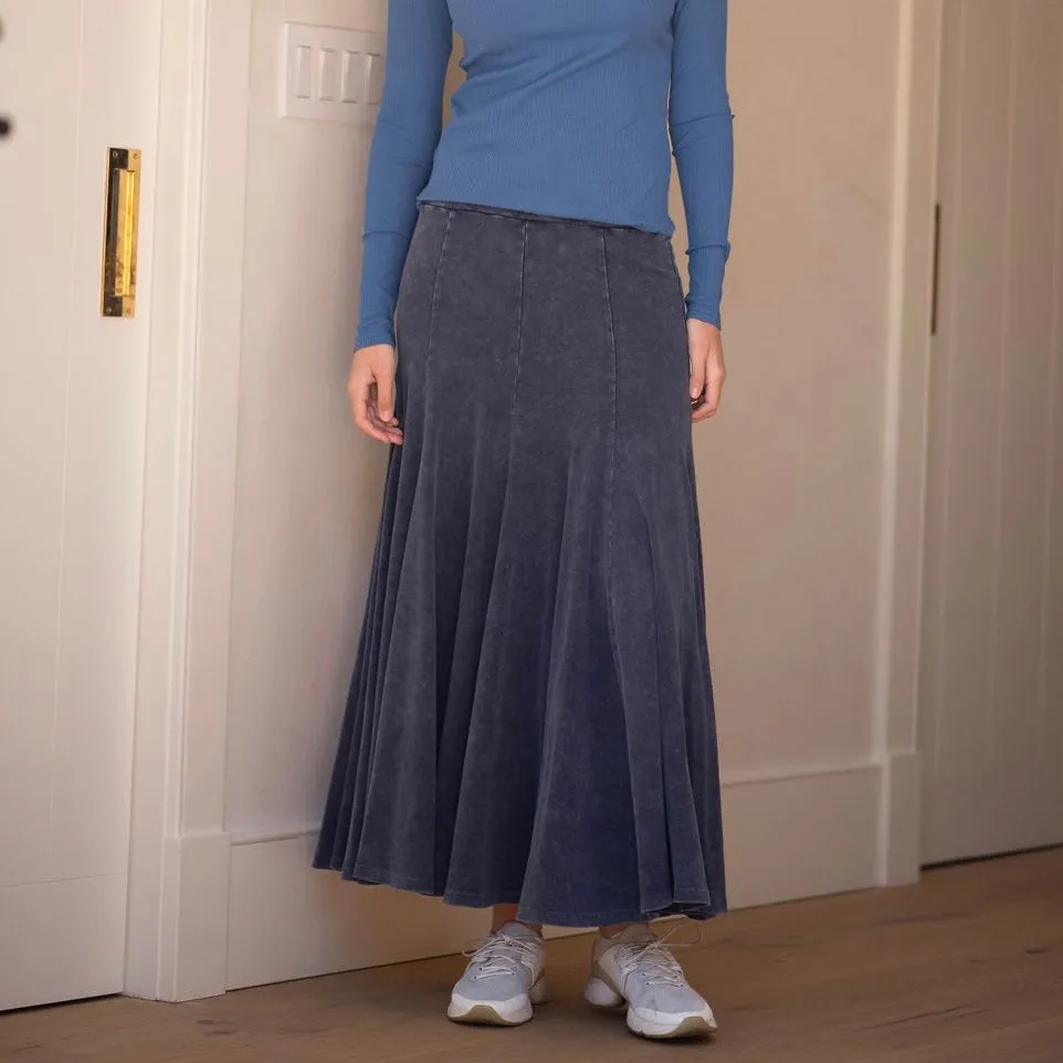 Acid Washed Panel Skirt | Blue