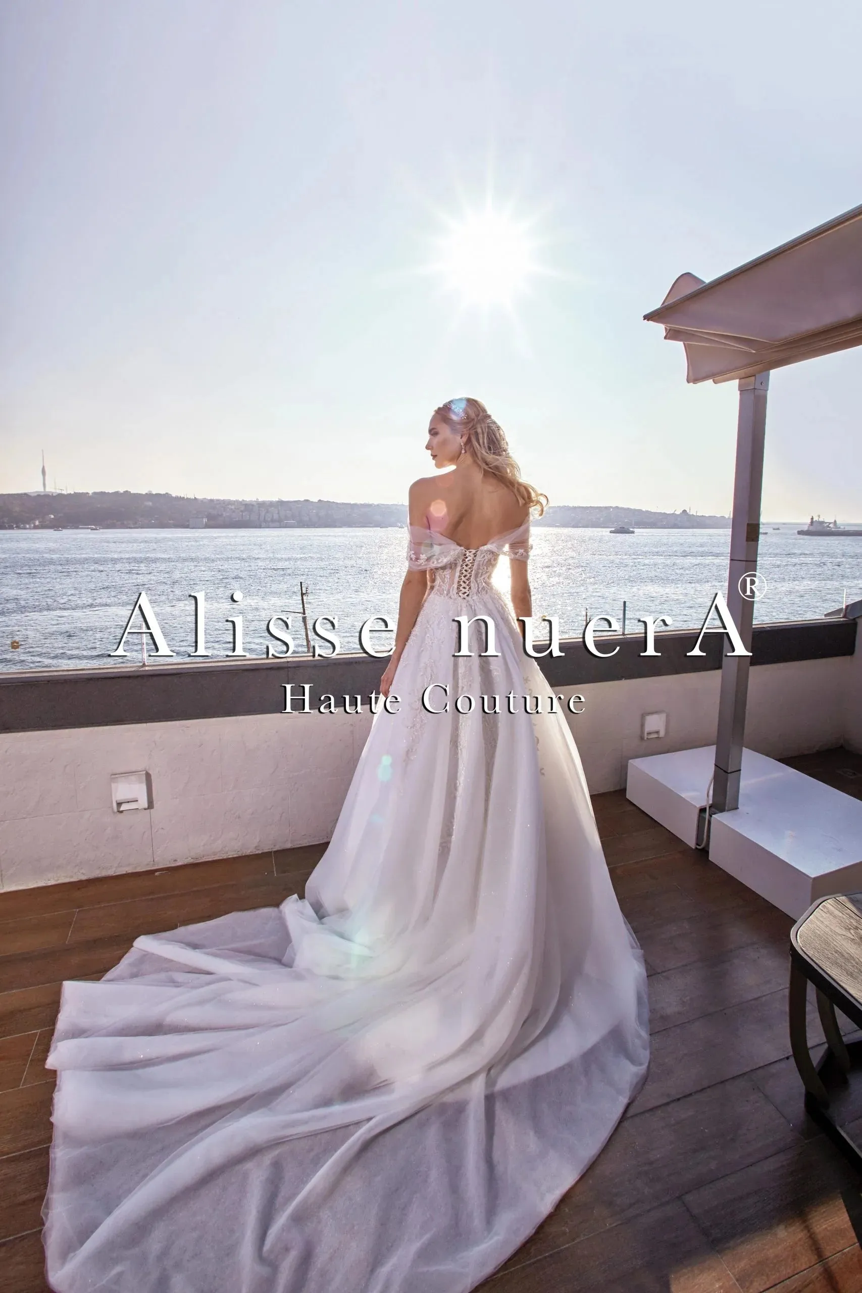 Bateau Neck Wedding Dress with Embroidery and Tulle