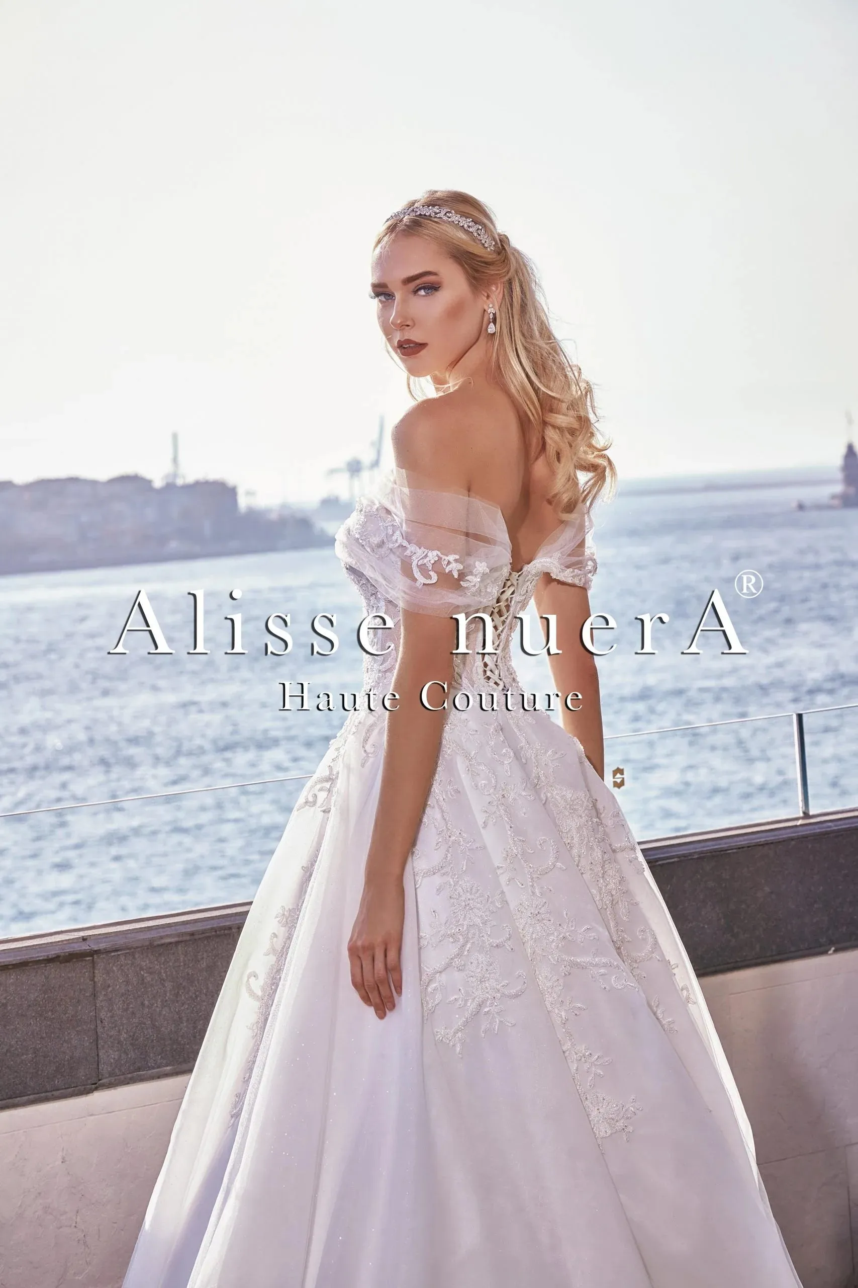 Bateau Neck Wedding Dress with Embroidery and Tulle
