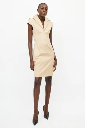Beige Collared Trench Dress