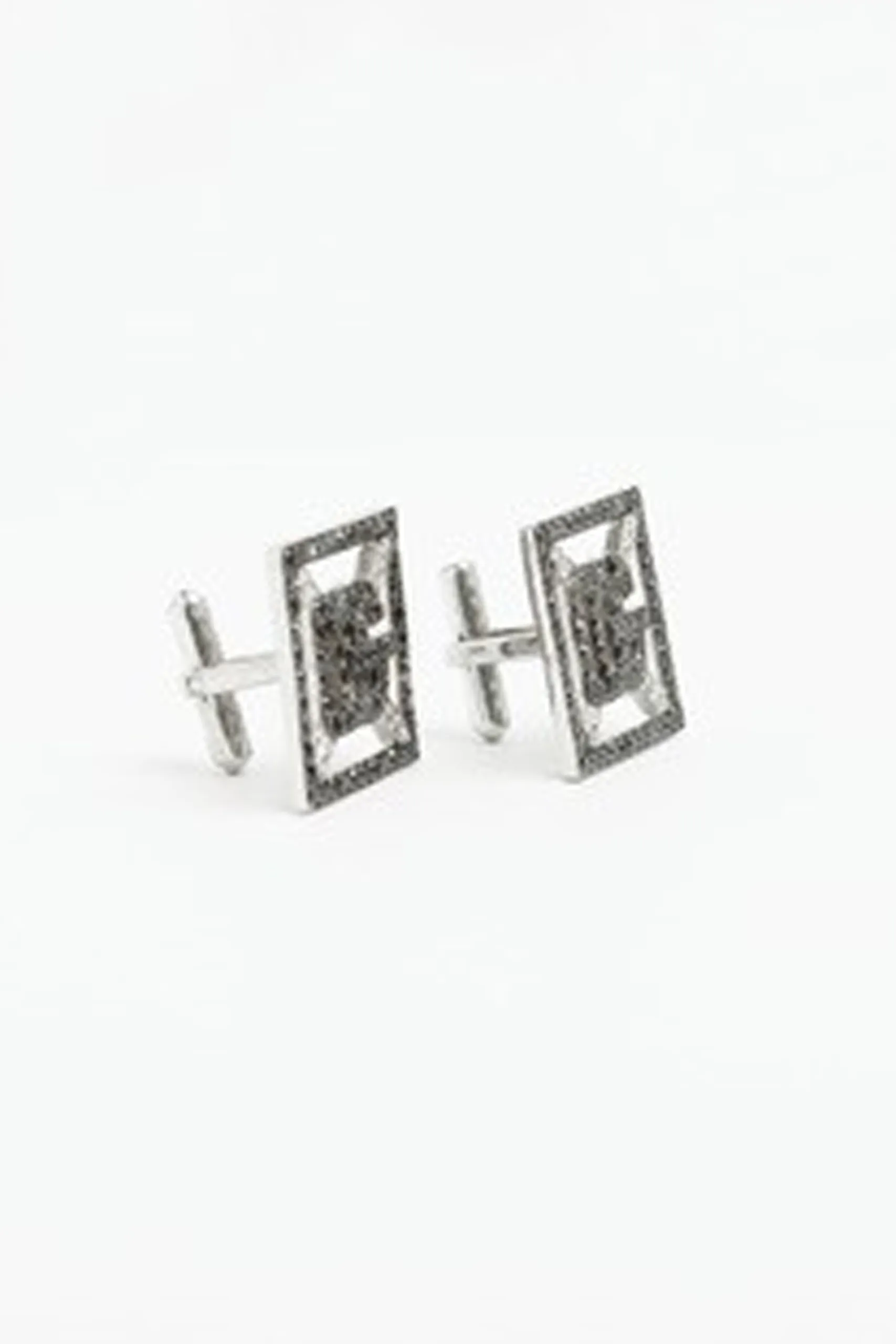 Black Diamond Square SG 14K Gold Monogram Stud Earrings