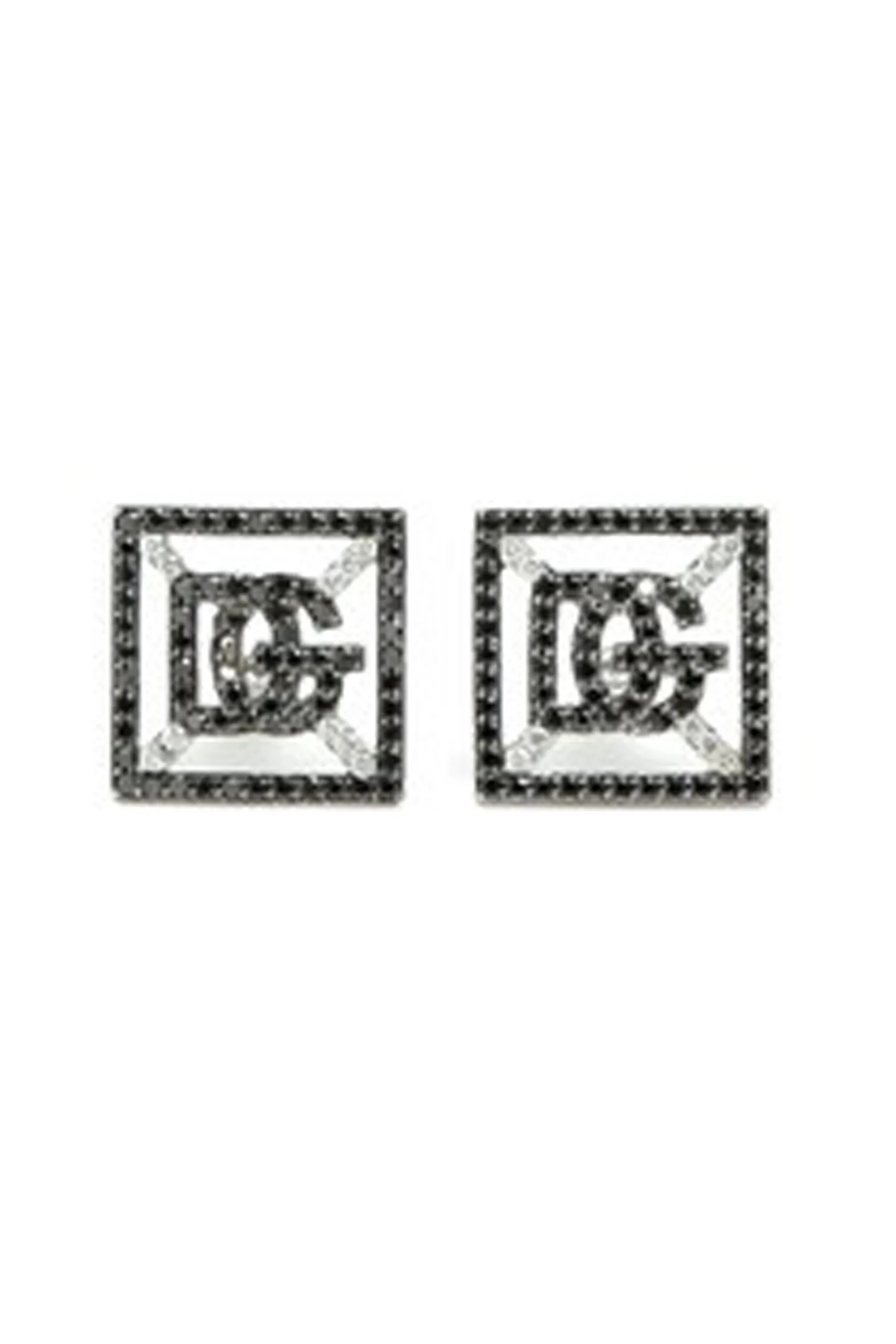 Black Diamond Square SG 14K Gold Monogram Stud Earrings