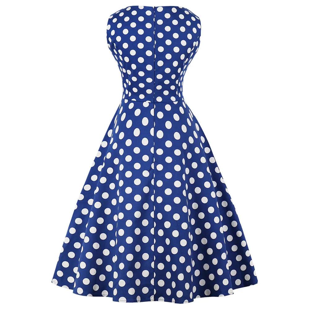 Black on White Polka Dot Fit and Flare Swing Dress
