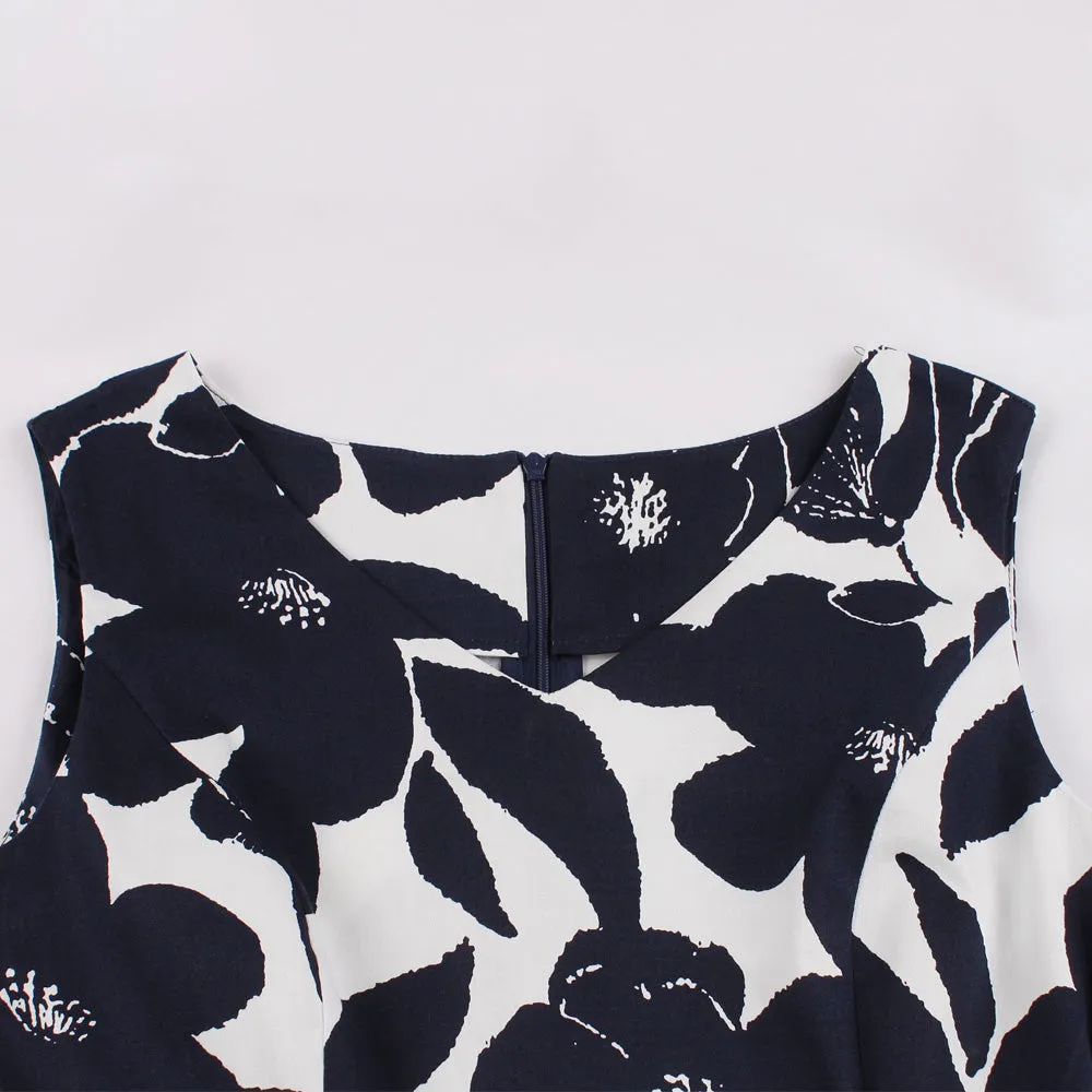 Black on White Polka Dot Fit and Flare Swing Dress