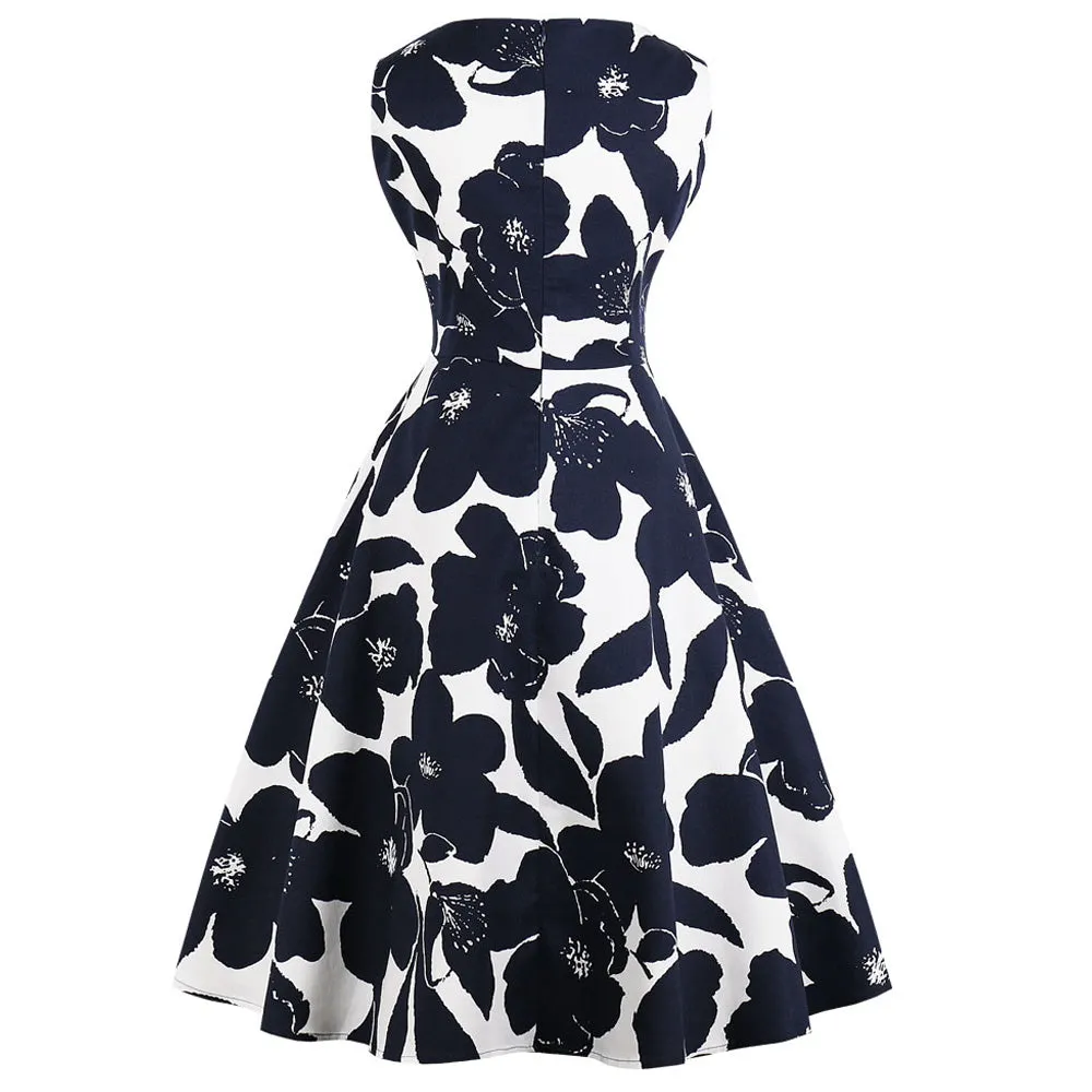 Black on White Polka Dot Fit and Flare Swing Dress