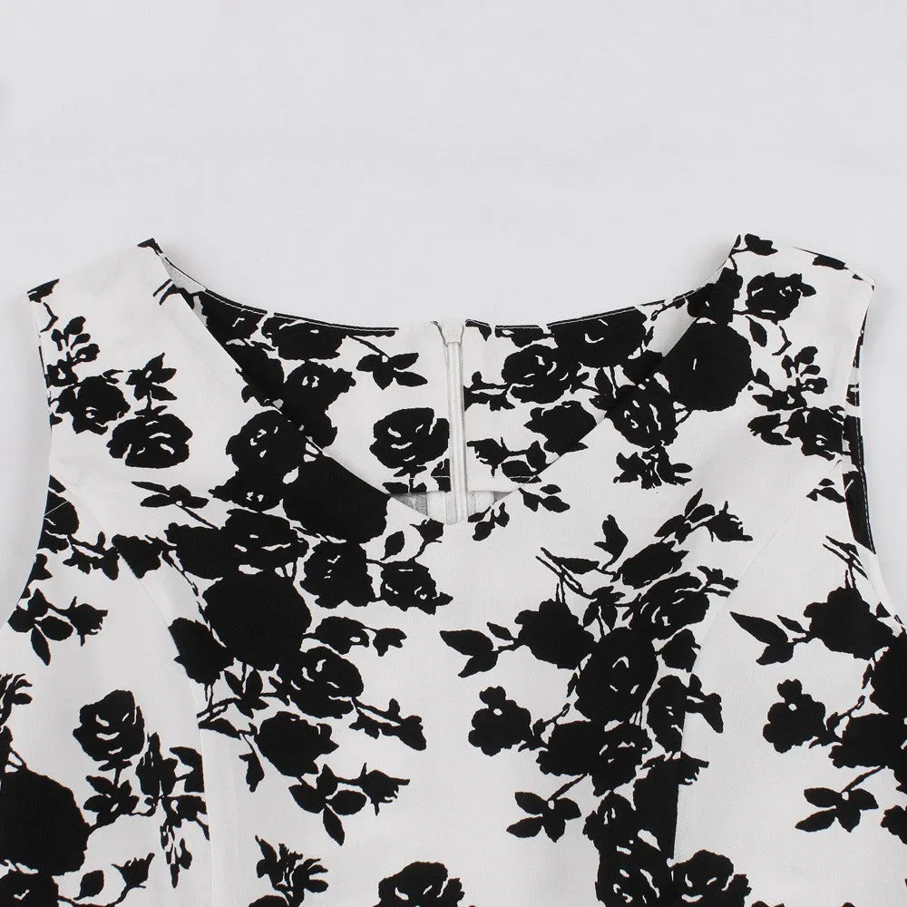 Black on White Polka Dot Fit and Flare Swing Dress