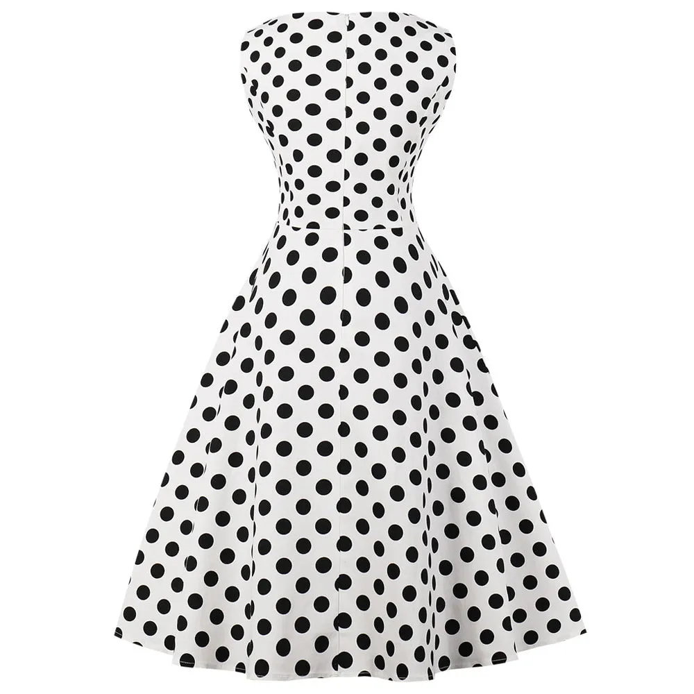 Black on White Polka Dot Fit and Flare Swing Dress