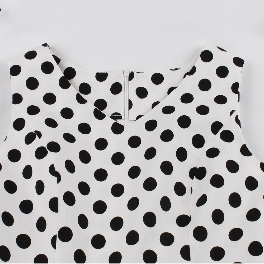 Black on White Polka Dot Fit and Flare Swing Dress