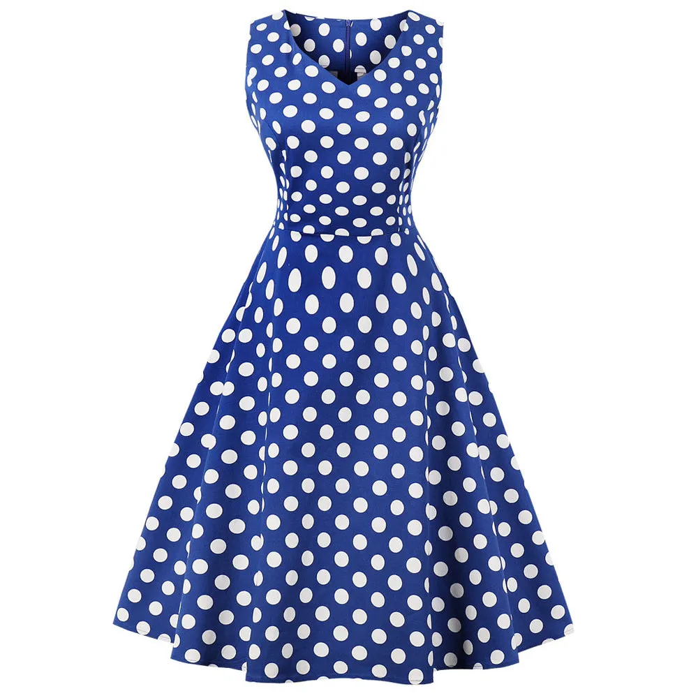 Black on White Polka Dot Fit and Flare Swing Dress