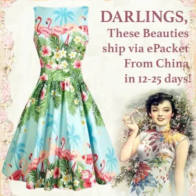Blue Flamingo Floral Fit and Flare Dress