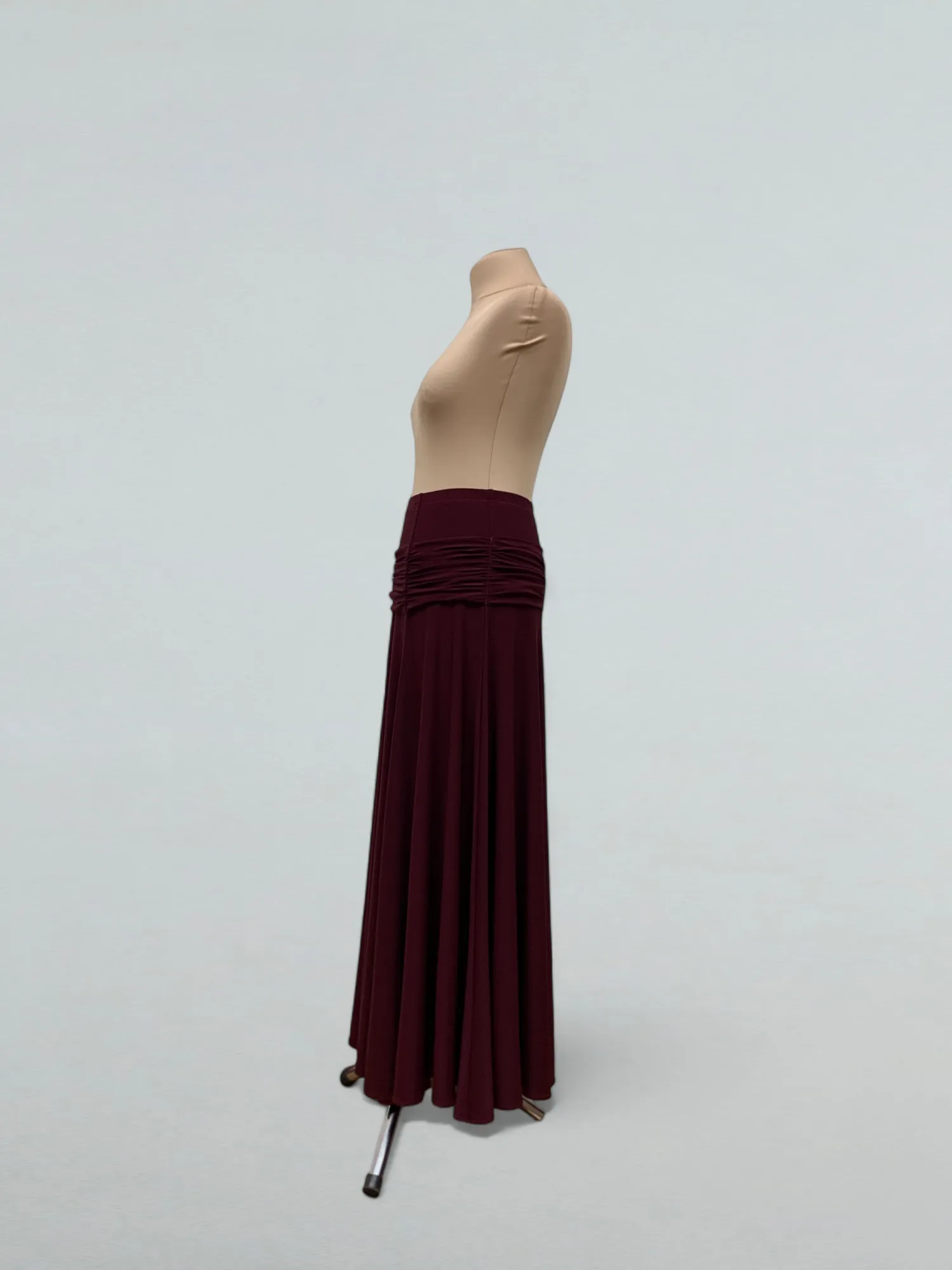 Burgundy Ballroom Dance Skirt with Flared Design