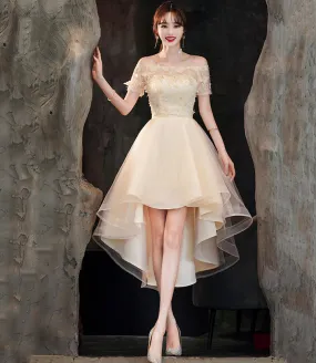 Champagne Tulle High Low Prom Dresses A-Line Party Dresses Short