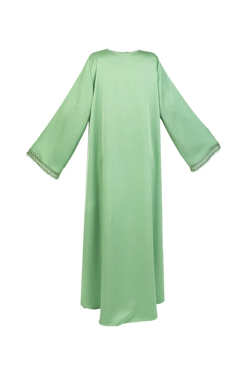 CROCHET EMBROIDERED DRESS IN SOFT GREEN
