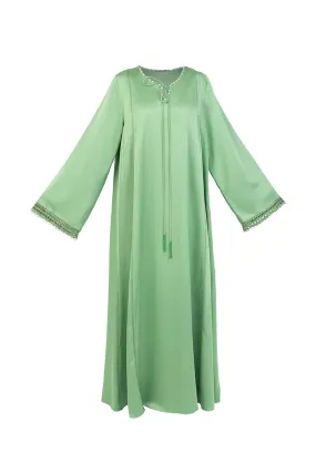 CROCHET EMBROIDERED DRESS IN SOFT GREEN