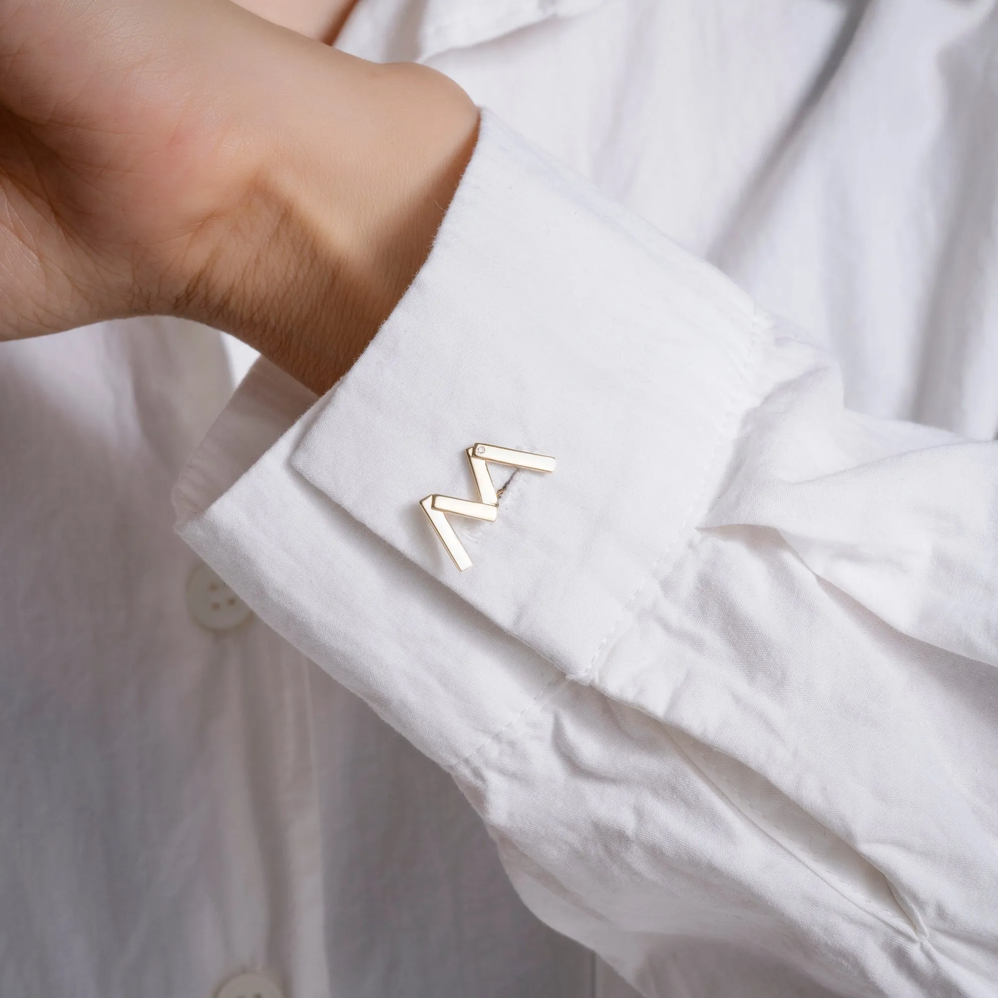 Designer 18K Yellow Gold 'M' Letter Cufflinks