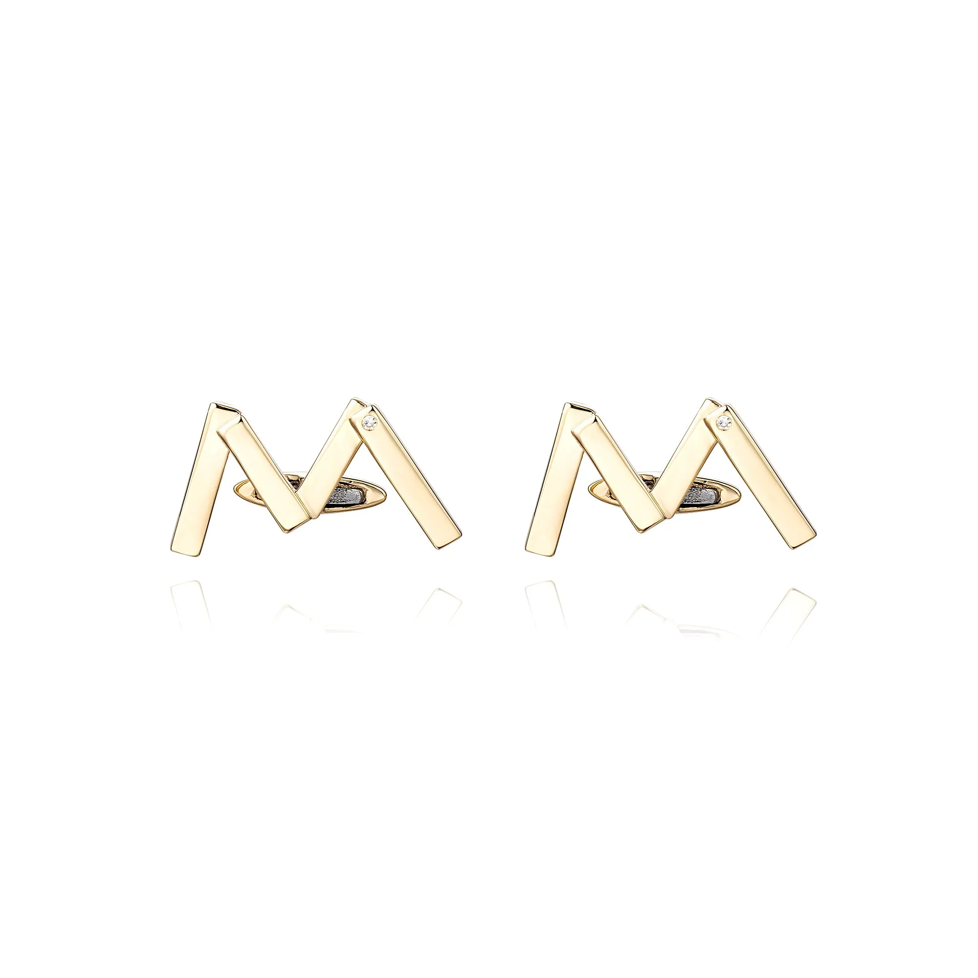 Designer 18K Yellow Gold 'M' Letter Cufflinks