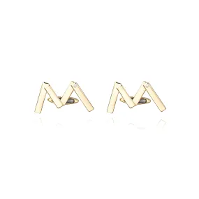 Designer 18K Yellow Gold 'M' Letter Cufflinks