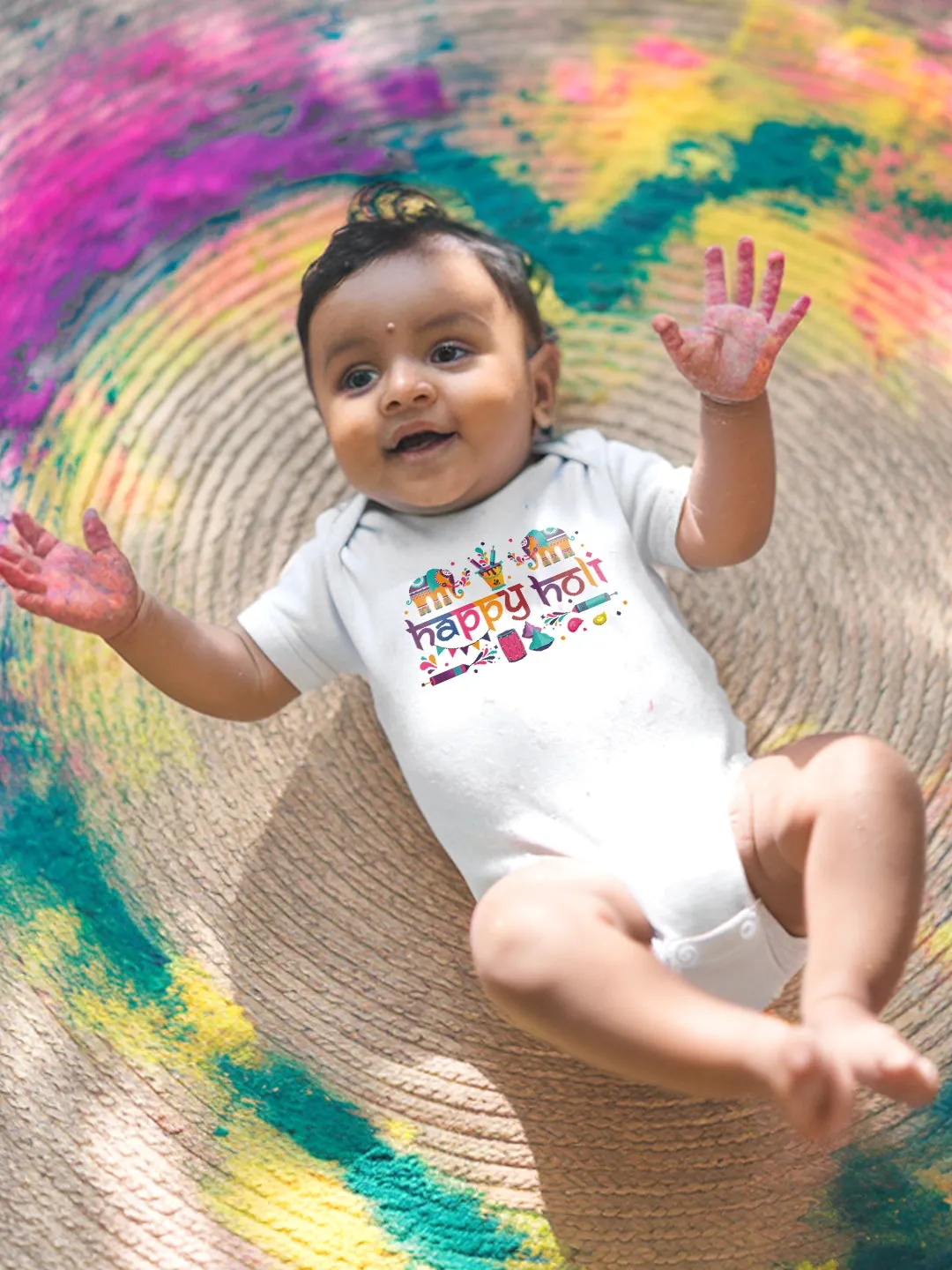 Happy Holi Ancient Baby Romper | Onesies
