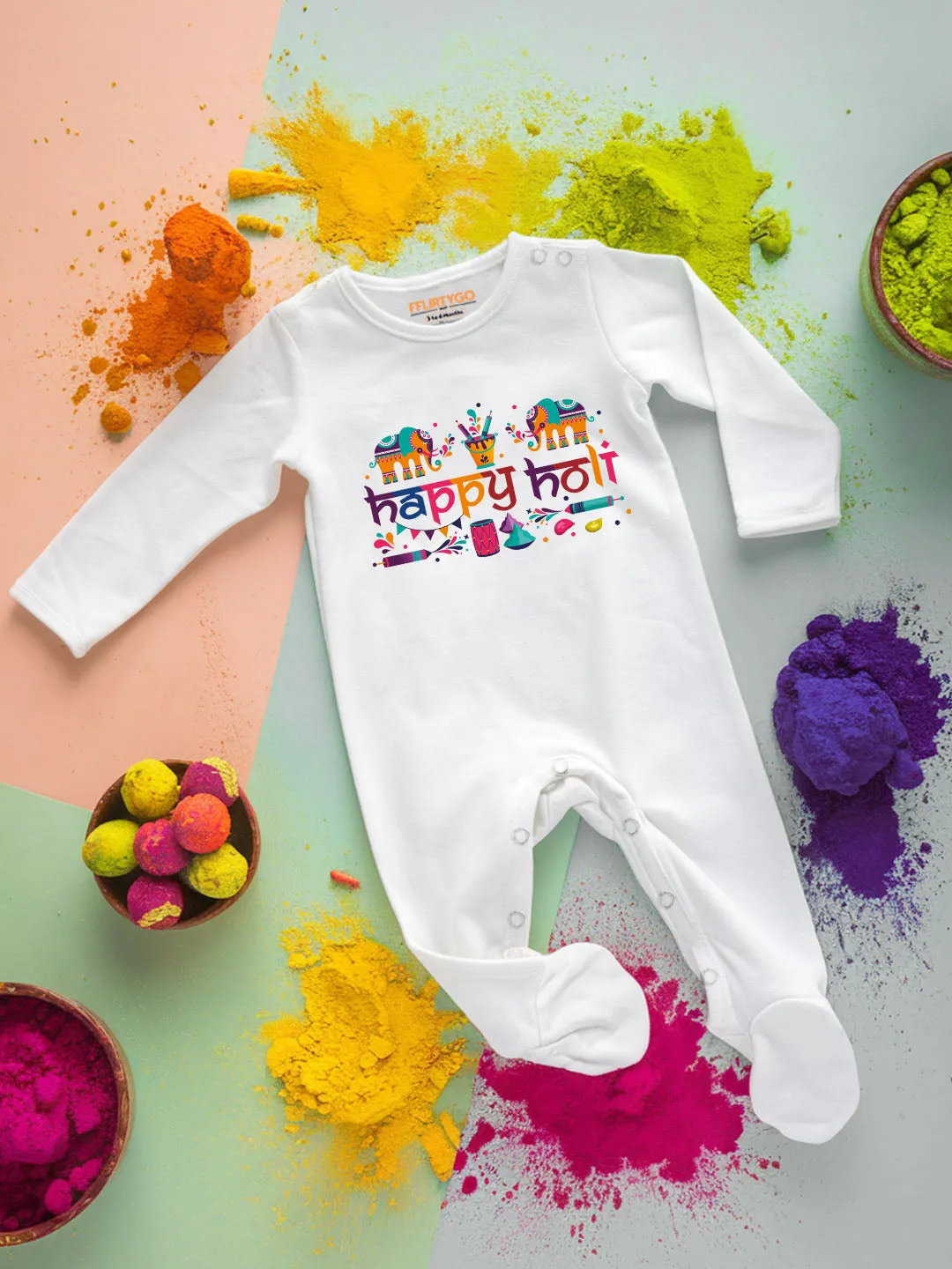 Happy Holi Ancient Baby Romper | Onesies