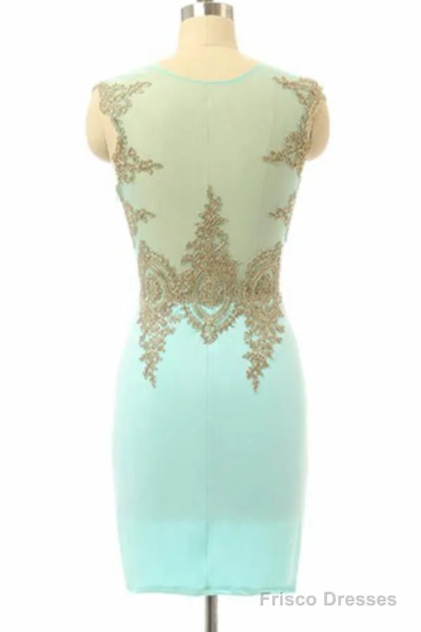 High Quality Sleeveless Short Sheath Mint Homecoming Dress
