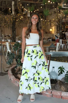 Lemon Tree Midi Skirt - White