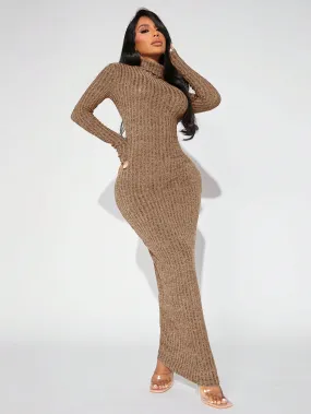 Long Sleeve Turtleneck Bodycon Dress