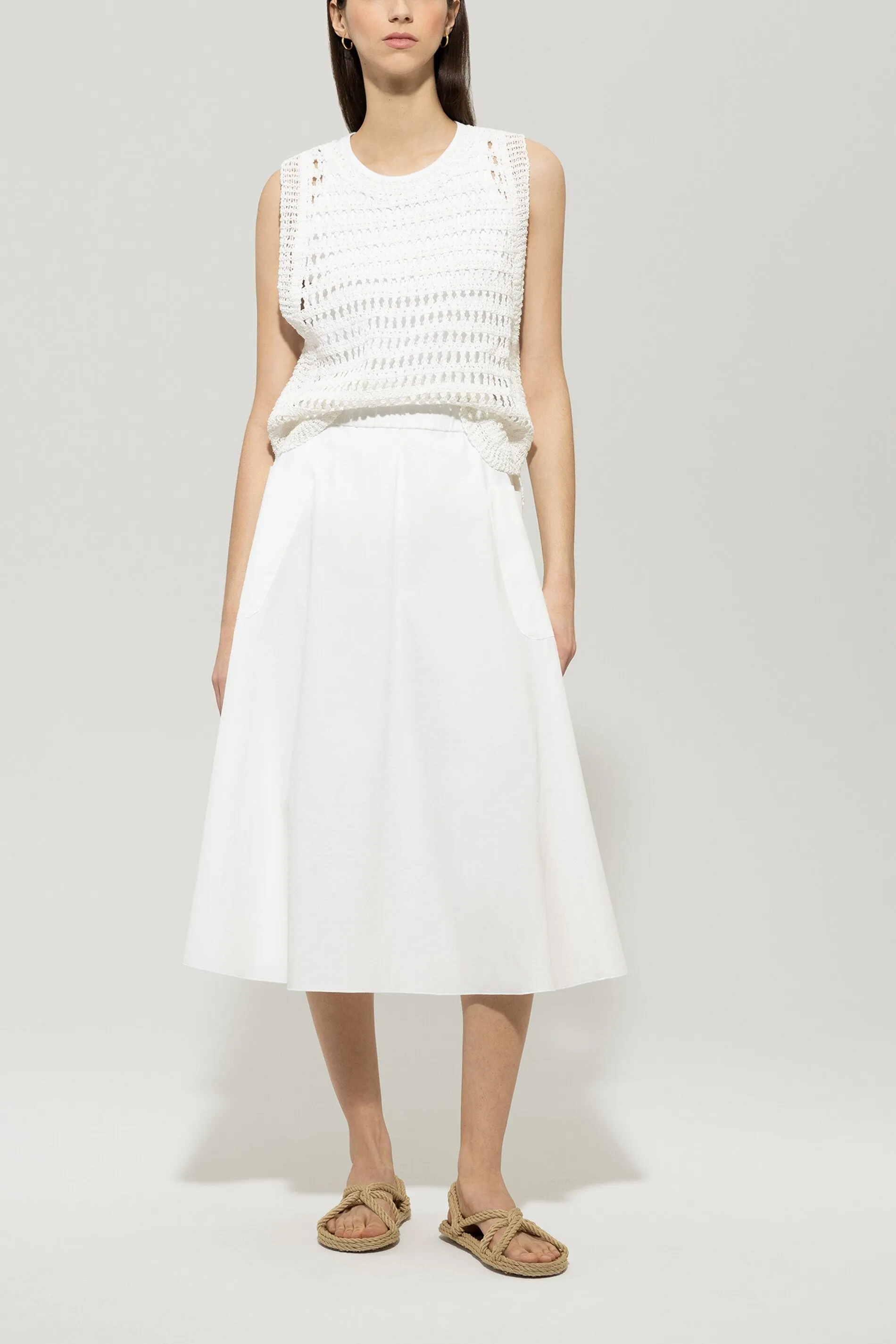 LUISA CERANO WHITE Flared Skirt