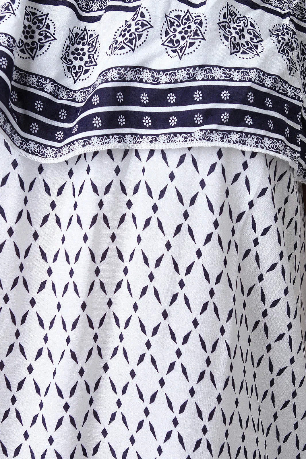 Mixed Print Off The Shoulder Shift Dress