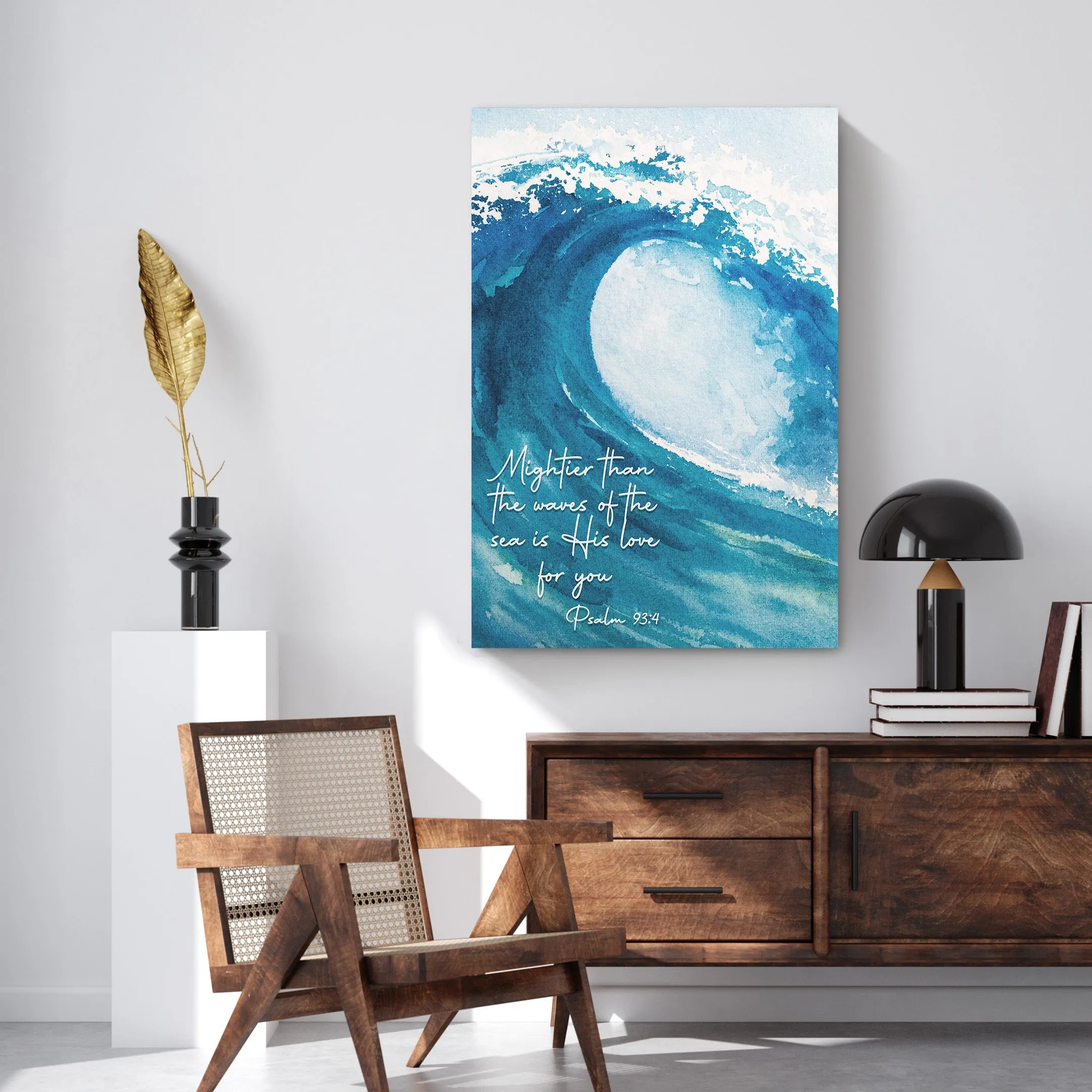 Psalm 93:4 - 'Mightier Than the Waves' Ocean-Inspired Christian Wall Art, Religious Wall Art for Living Room