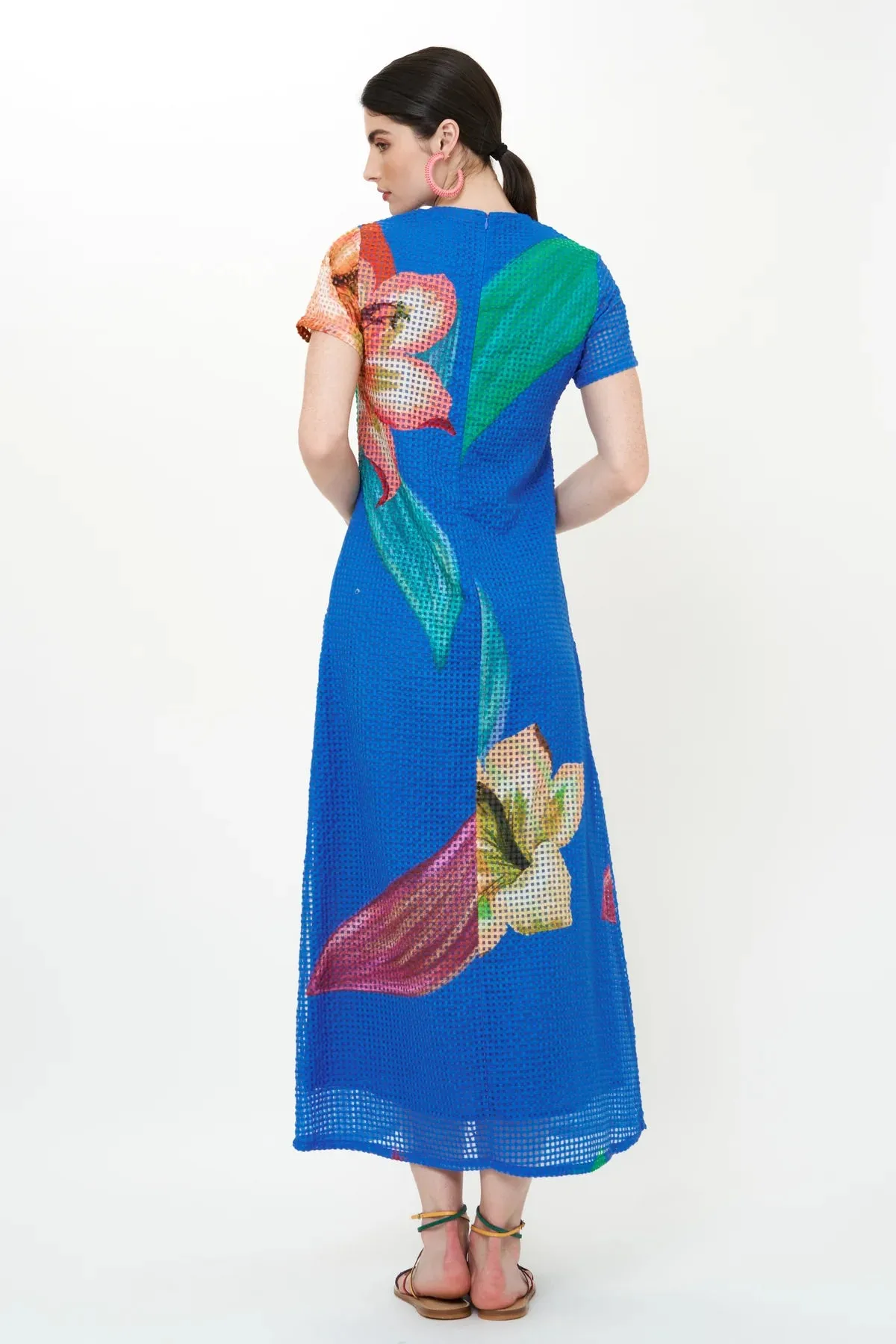 Short Sleeve Shift Maxi | Hibiscus Blue