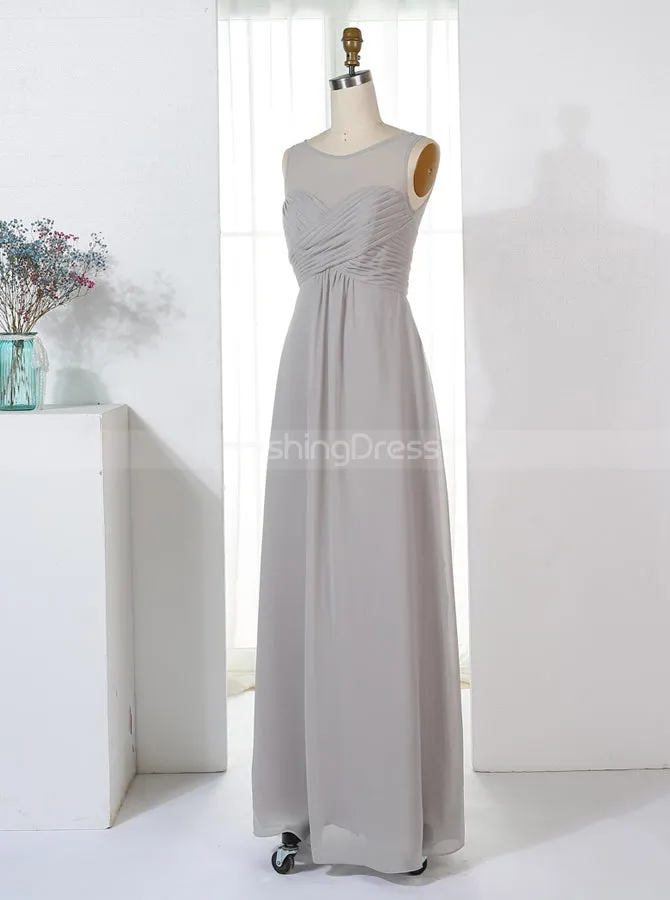 Silver Bridesmaid Dresses,Empire Waist Bridesmaid Dress,Elegant Bridesmaid Dress,BD00323