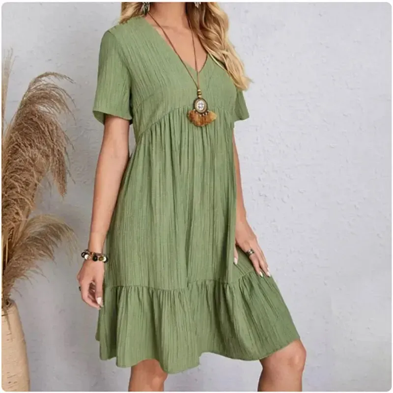 Vera | Short Peplum V-Neck Summer Dress