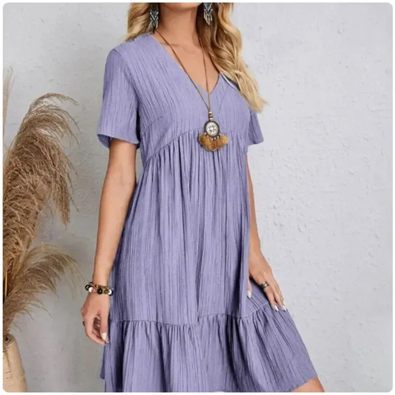 Vera | Short Peplum V-Neck Summer Dress