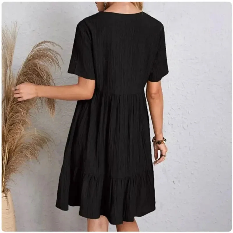 Vera | Short Peplum V-Neck Summer Dress