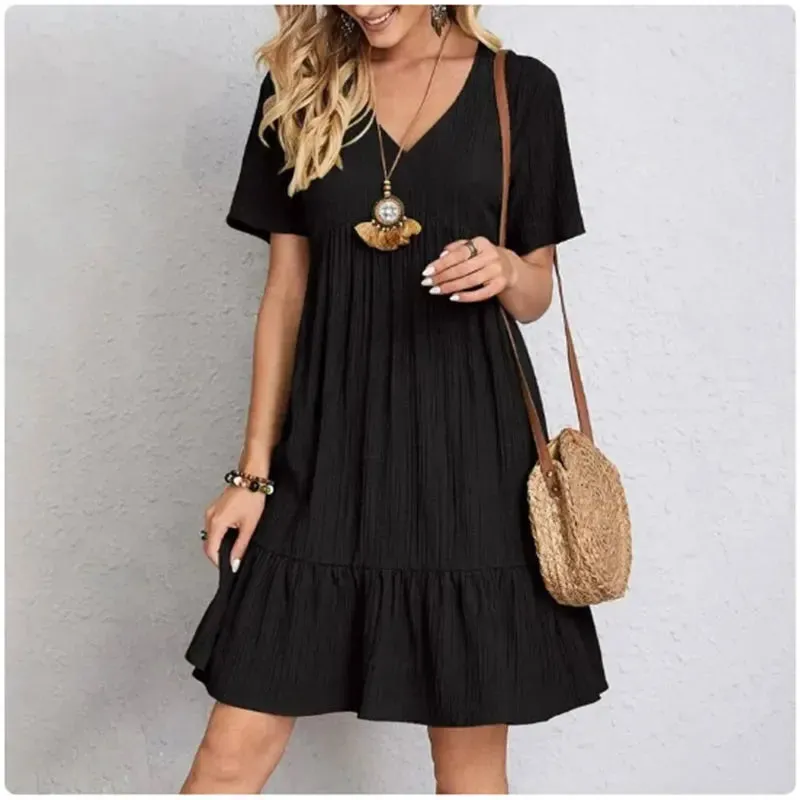 Vera | Short Peplum V-Neck Summer Dress
