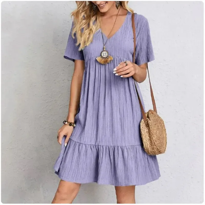 Vera | Short Peplum V-Neck Summer Dress