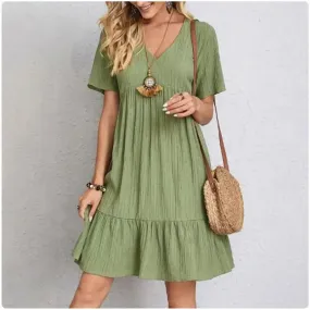 Vera | Short Peplum V-Neck Summer Dress