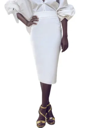 White Office Skirt Back Zip