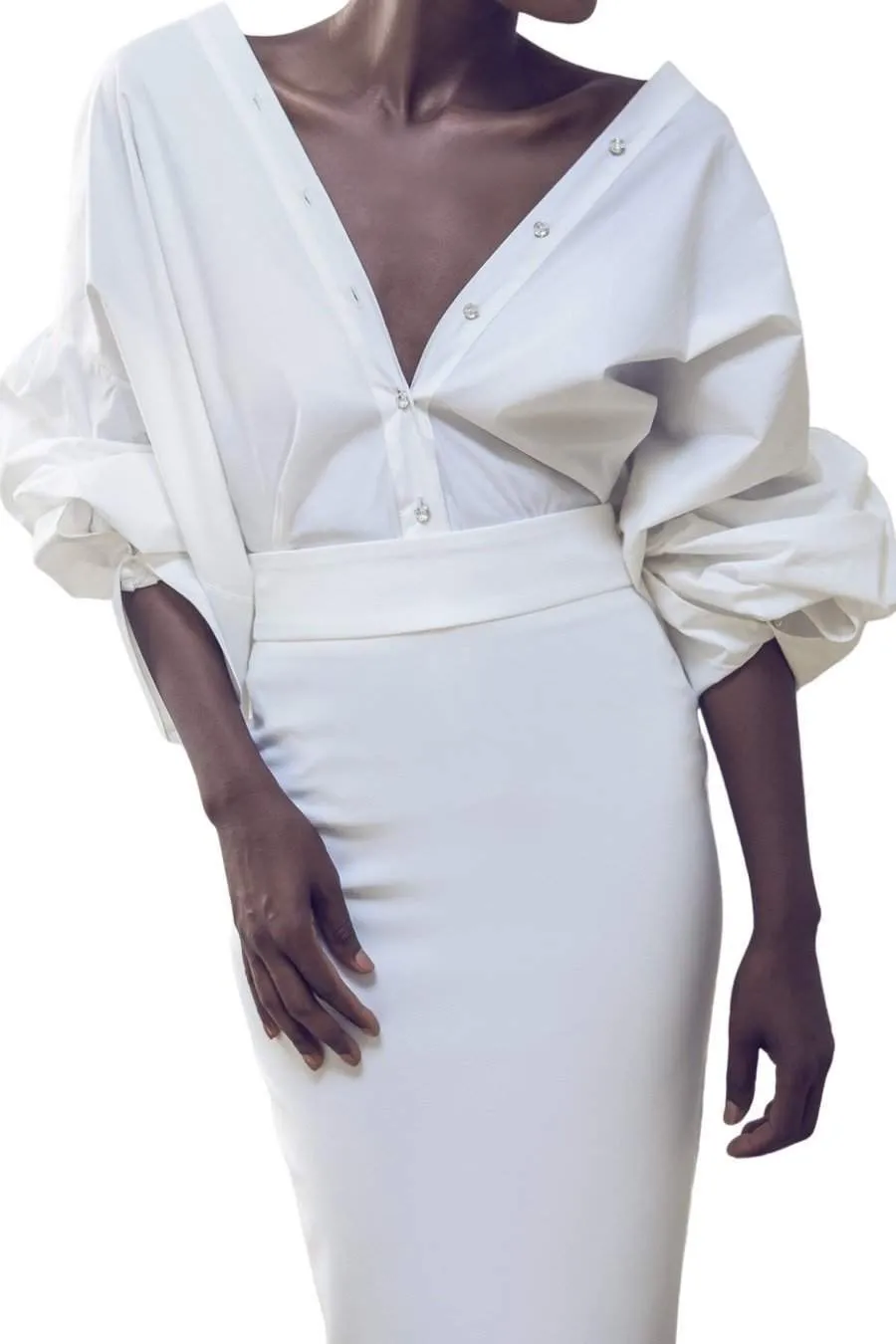 White Office Skirt Back Zip
